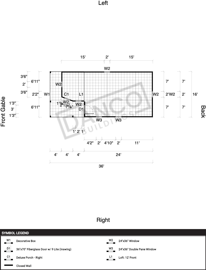 Wraparound Porch Lofted Barn Cabin 16x36 - Image 2