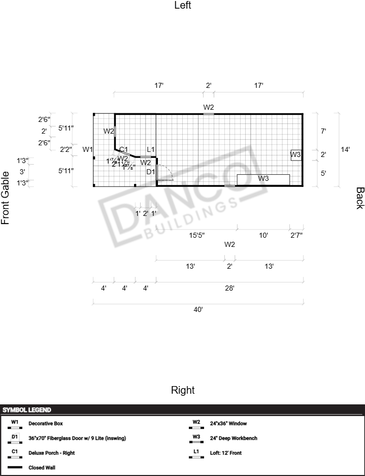 Wraparound Porch Lofted Barn Cabin 14x40 - Image 2