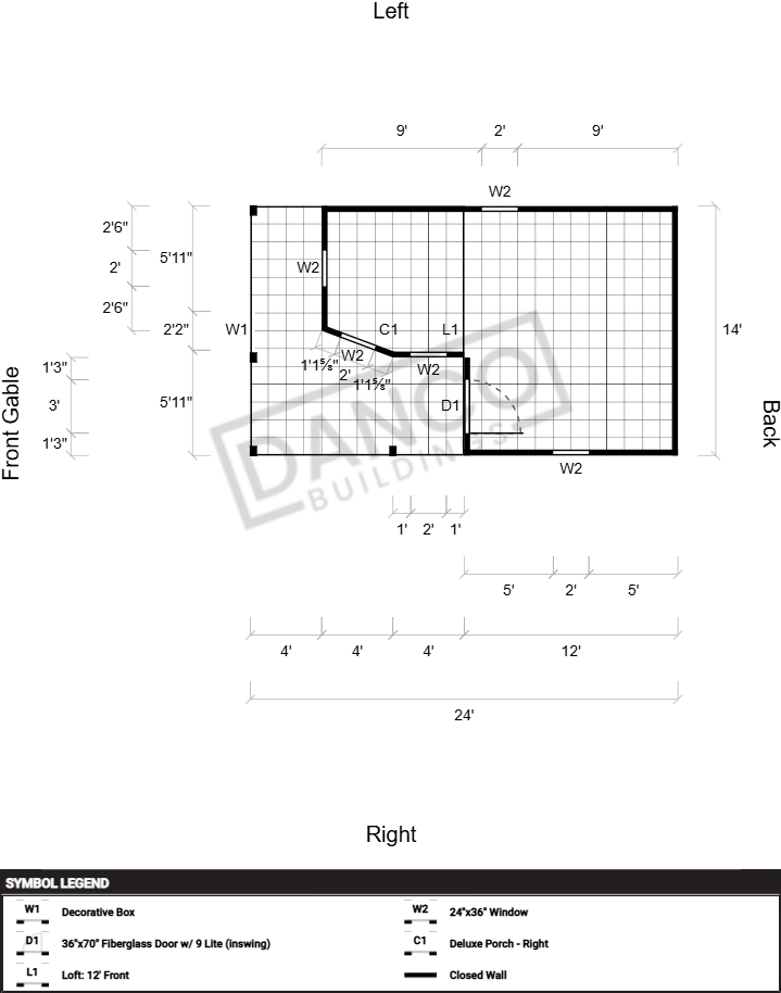 Wraparound Porch Lofted Barn Cabin 14x24 - Image 2