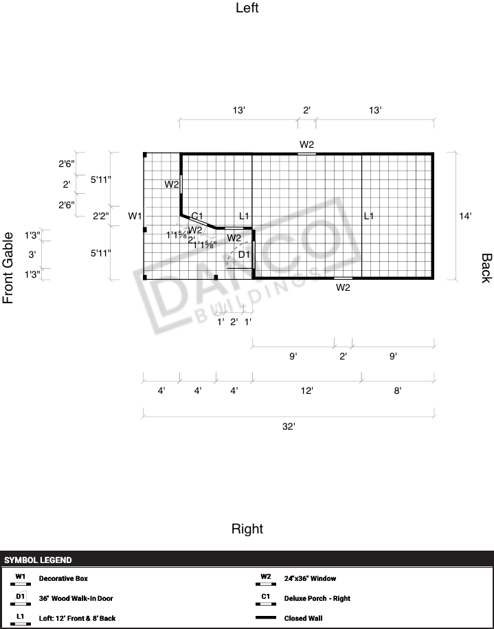 Wraparound Porch Lofted Barn Cabin 14x32 - Image 2