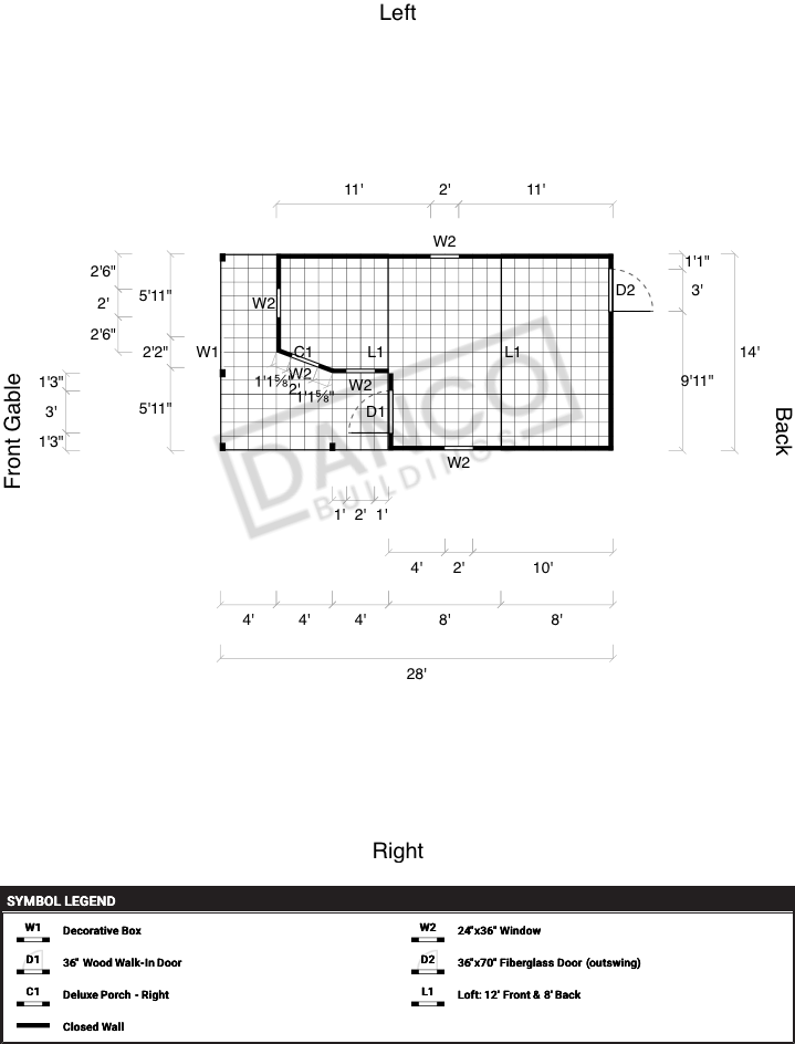 Wraparound Porch Lofted Barn Cabin 14x28 - Image 2