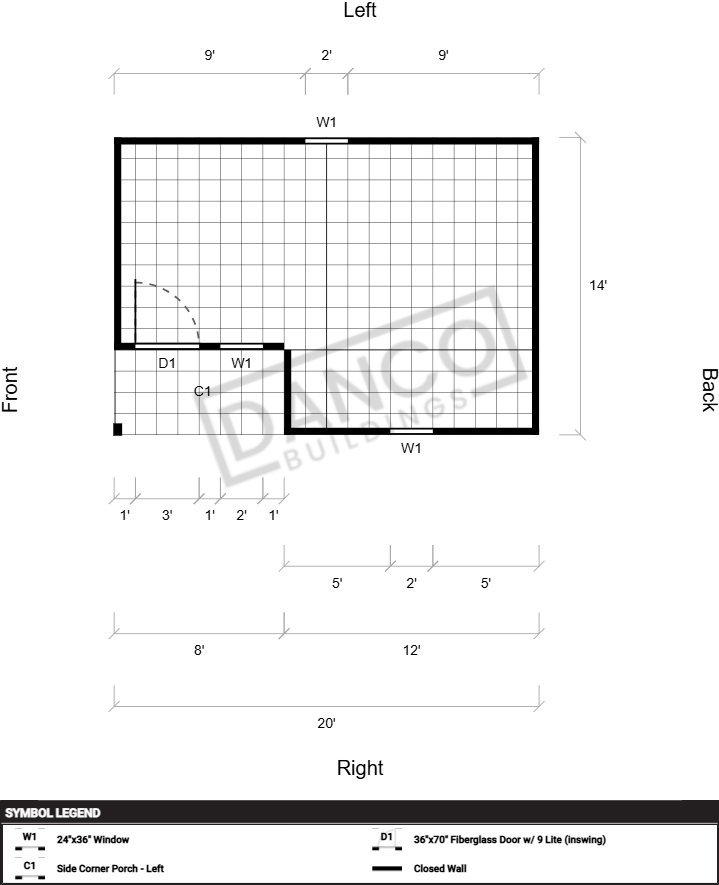 Corner Porch Lofted Barn Cabin 14x20 - Image 2