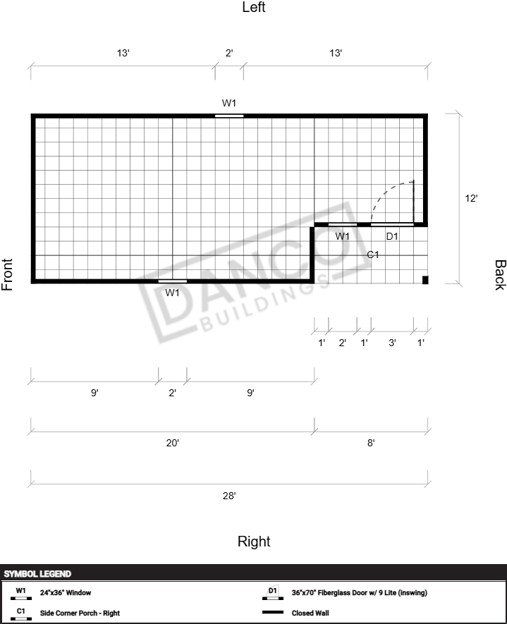 Corner Porch Lofted Barn Cabin 12x28 - Image 2