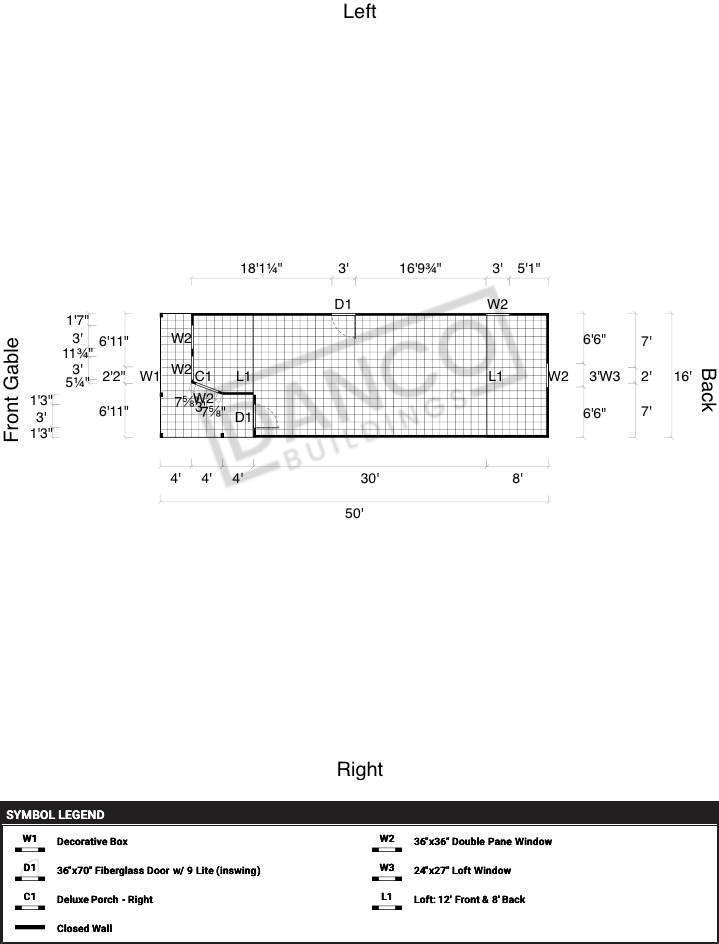 Wraparound Porch Lofted Barn Cabin 16x50 - Image 2