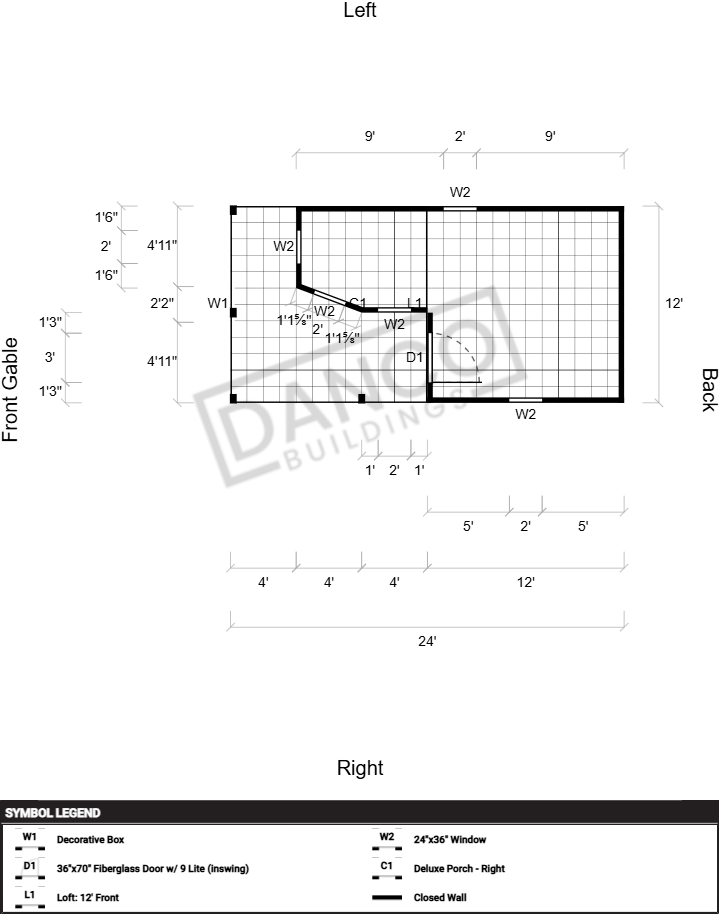 Wraparound Porch Lofted Barn Cabin 12x24 - Image 2