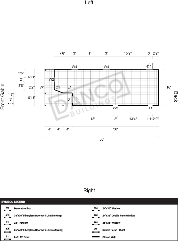 Wraparound Porch Lofted Barn Cabin 16x50 - Image 2