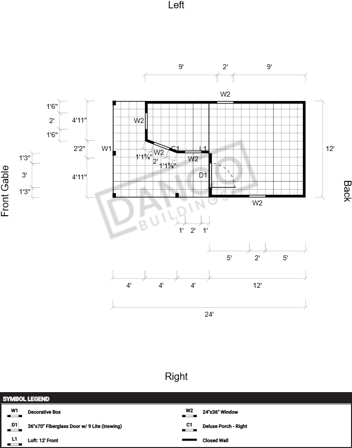 Wraparound Porch Lofted Barn Cabin 12x24 - Image 2